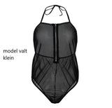 Sexy schwarzer Bodystocking in großen Größen 