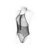 Sexy schwarzer Bodystocking in großen Größen 